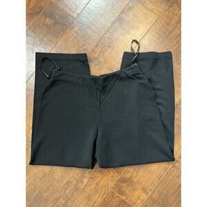 Eileen Fisher Elastic Waist Semi Wide Leg Minimalist Black Casual Pants Sz M